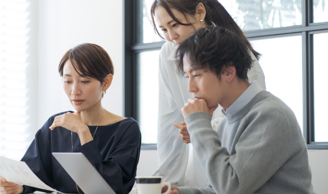 企画作成は、目的・ターゲット・コンセプト・課題を共有し、作成します。